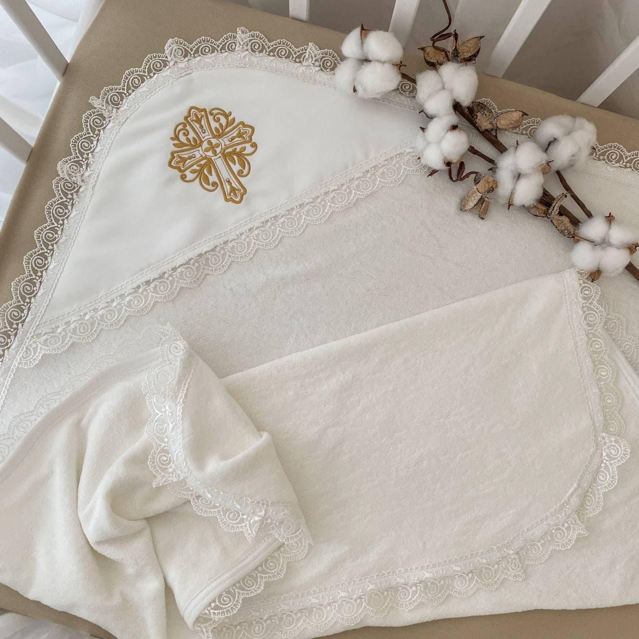 Крыжма двойная BetiS Божья коровка-3 с вышивкой махра 80x90 см Молочный (27689291)