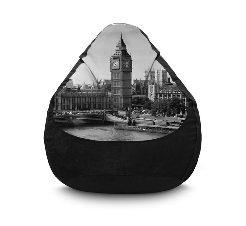 Кресло мешок iPuff London Big Ben Флок XXL 90х125 см Черный
