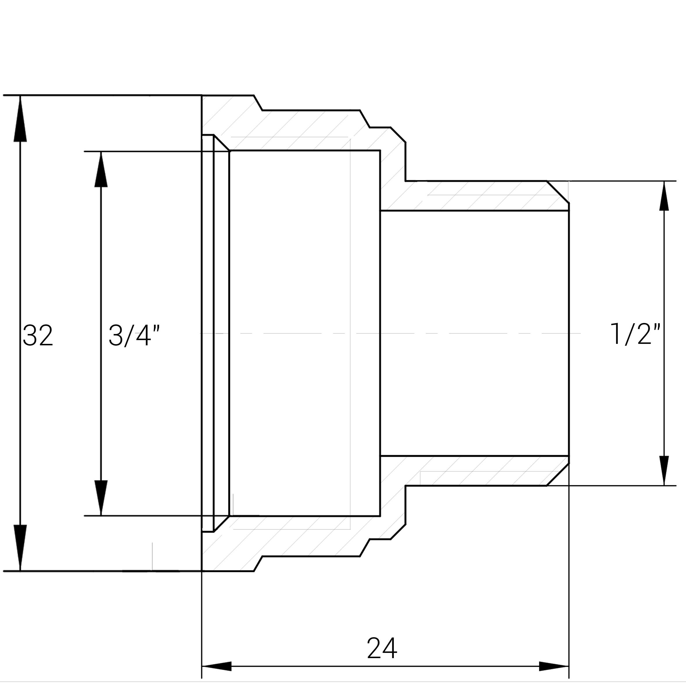 Переходник редукционный никелированный VA 3/4" ВРх1/2" ЗР штампованный (А0603А) - фото 3