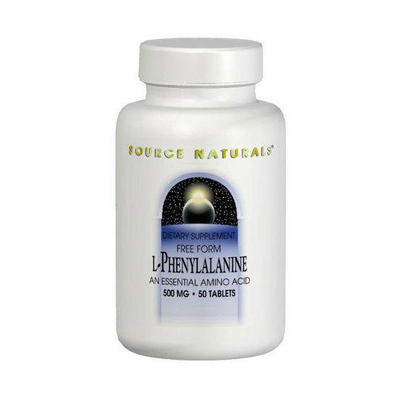 Фенілаланін Source Naturals L-Phenylalanine 500 мг 100 Tabs