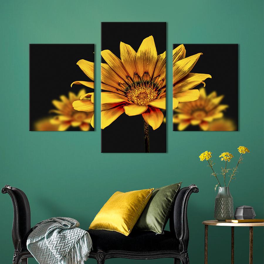 Картина на холсте триптих Изысканные жёлтые цветы 96x60 см (831-32)