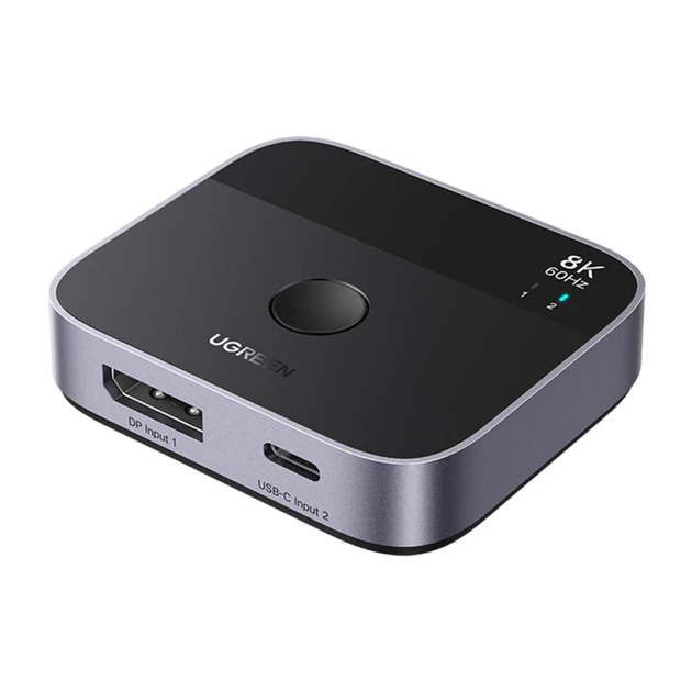 Перемикач UGREEN DisplayPort/USB-C 2 входи/1 вихід DP 1.4 (3055310396)