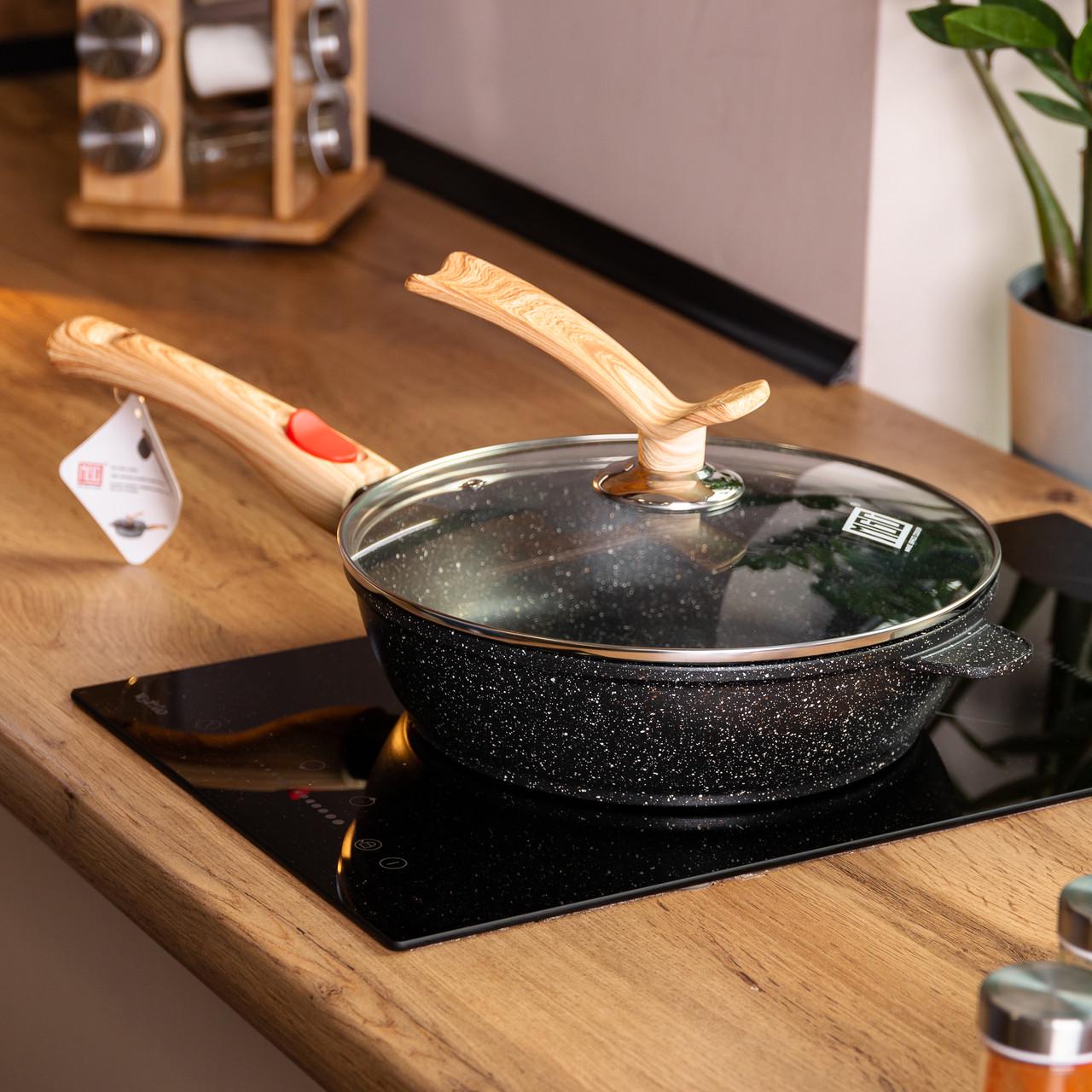 Сковорода алюминиевая MGC глубокая со стеклянной крышкой 2,8 л 26 см Черный (HP-4-464B)