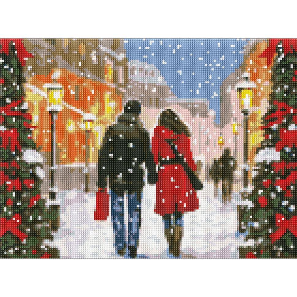 Алмазная мозаика без подрамника Ideyka Рождественская атмосфера с АВ стразами 30x40 см (AMC7818)