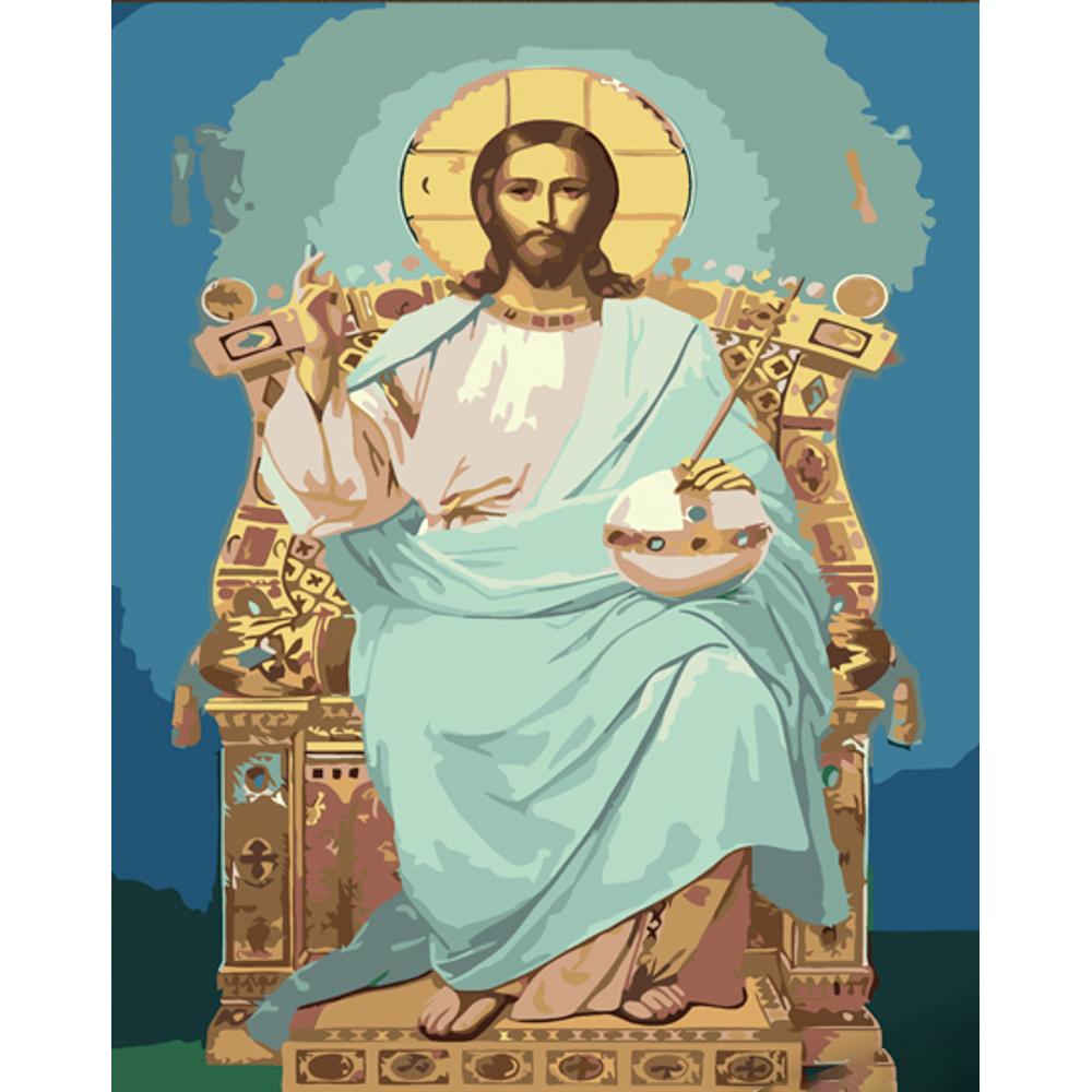 Картина по номерам Strateg Премиум Спас Всемилостивый с лаком 30x40 см (SS6762)