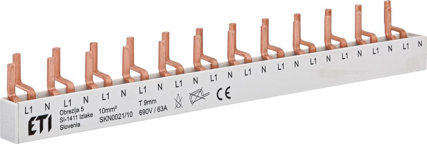 Шина питания ETI IZ-SKN0021/10 10 мм2 1P+N 0,22 м Pin 12-модульная (2921150)