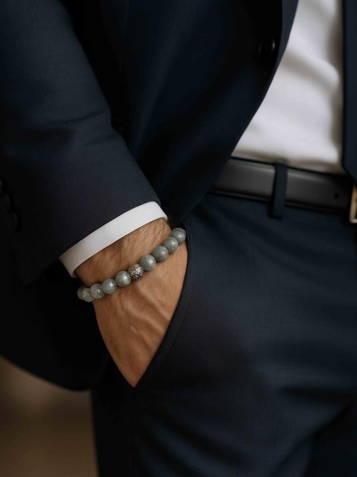 Браслет мужской из лунного камня (4854)