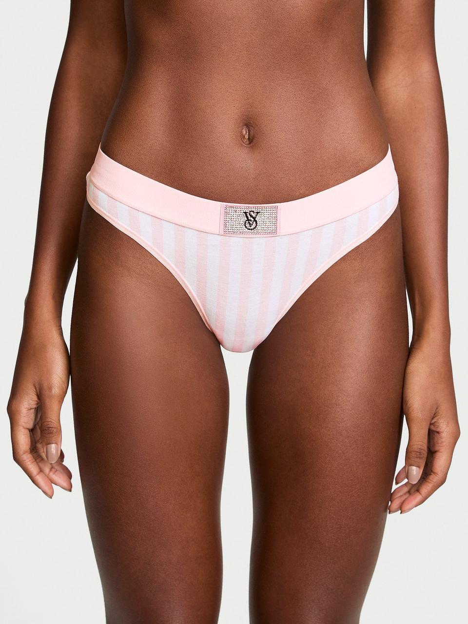 Трусики стринги женские Victoria's Secret Logo Shine Patch L Розовый (154100516317)
