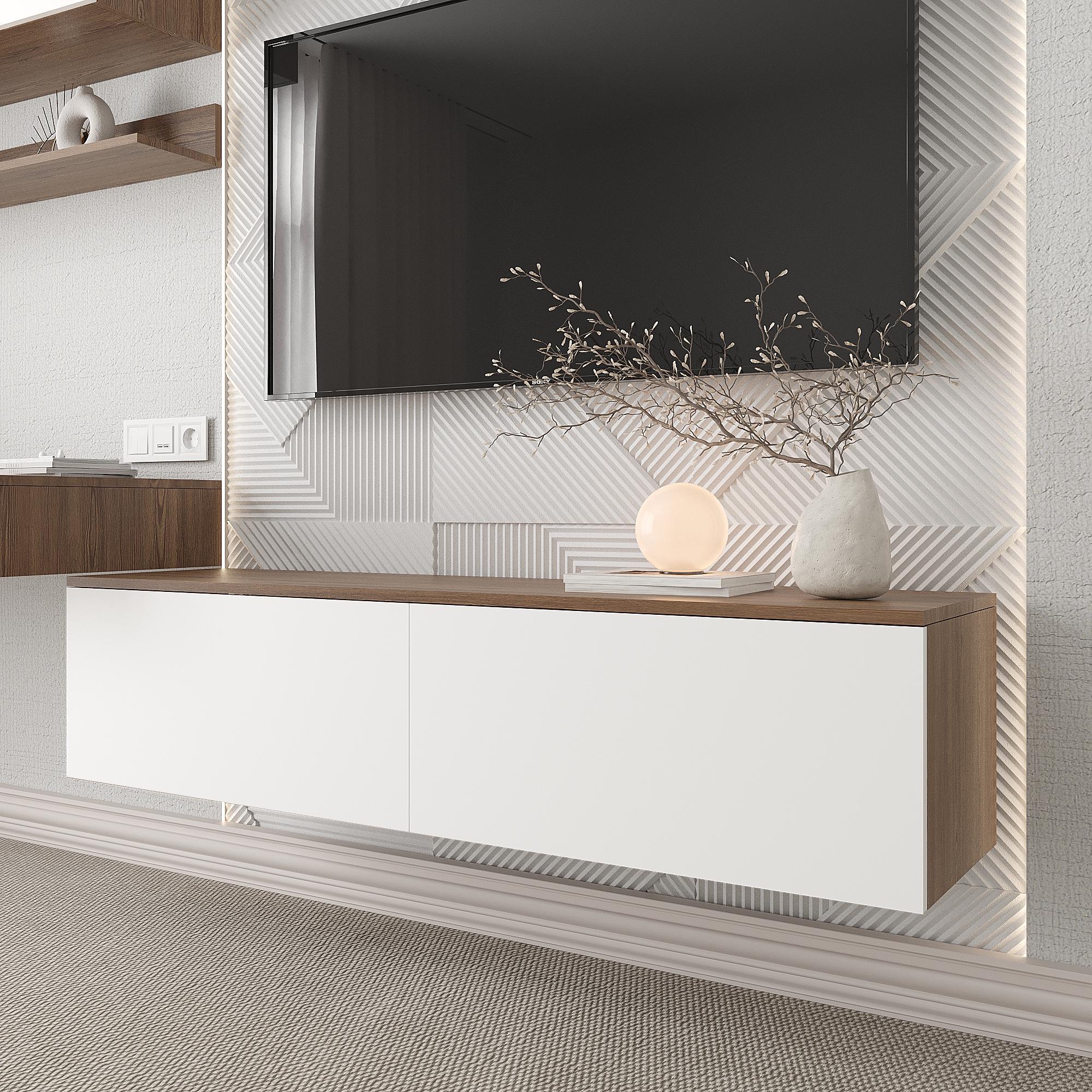 Тумба під телевізор Ейр ТУ-ТВ Ейр 330х1400х350 мм Дуб Родос/Білий