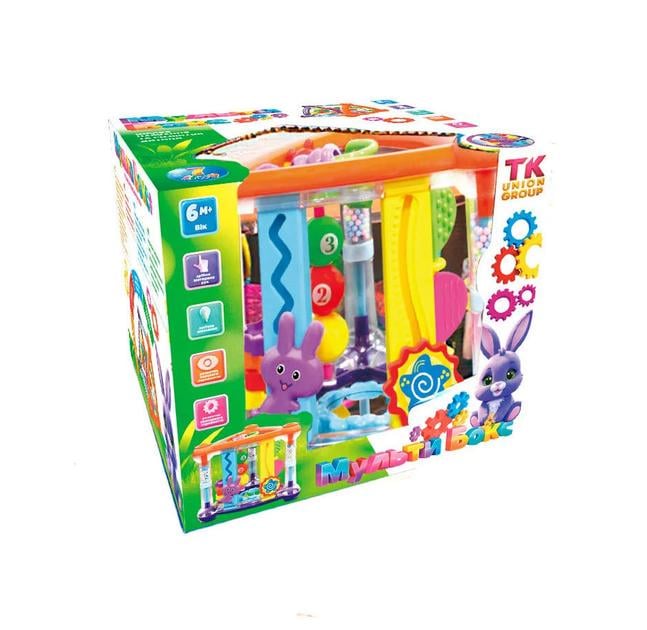 Іграшка для малюків TK Group 45323/12 Мультибокс брязкальце/пальчиковий лабіринт/дзеркало/рахівниця в коробці (23438399)