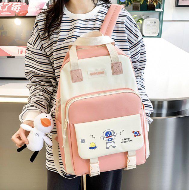 Рюкзак шкільний для дівчинки 4в1 шоппер/пенал/сумочка Рожевий (DR015648) - фото 2 Рюкзак шкільний для дівчинки 4в1 шоппер/пенал/сумочка Рожевий (DR015648) - фото 2