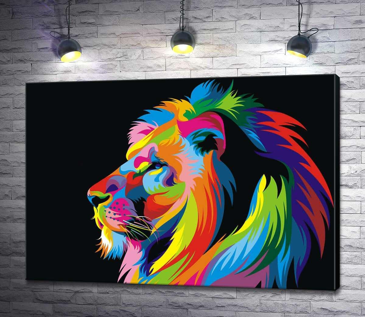 Картина ArtPoster Цветной профиль величественного льва 130x92 см Модуль №1 (003235)