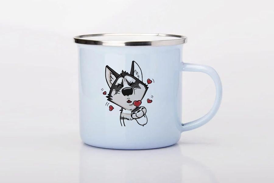 Чашка эмалированная металлическая "Хочу тебе цілувати" 300 мл