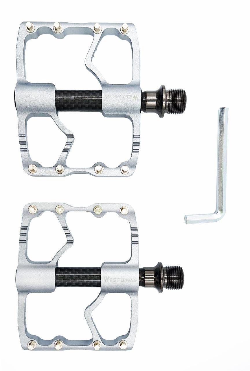Педали велосипедные шоссейные алюминиевые West Bsking YP0802098 на промподшипниках Серебристо-черный (G0000990) - фото 2 Педали велосипедные шоссейные алюминиевые West Bsking YP0802098 на промподшипниках Серебристо-черный (G0000990) - фото 2