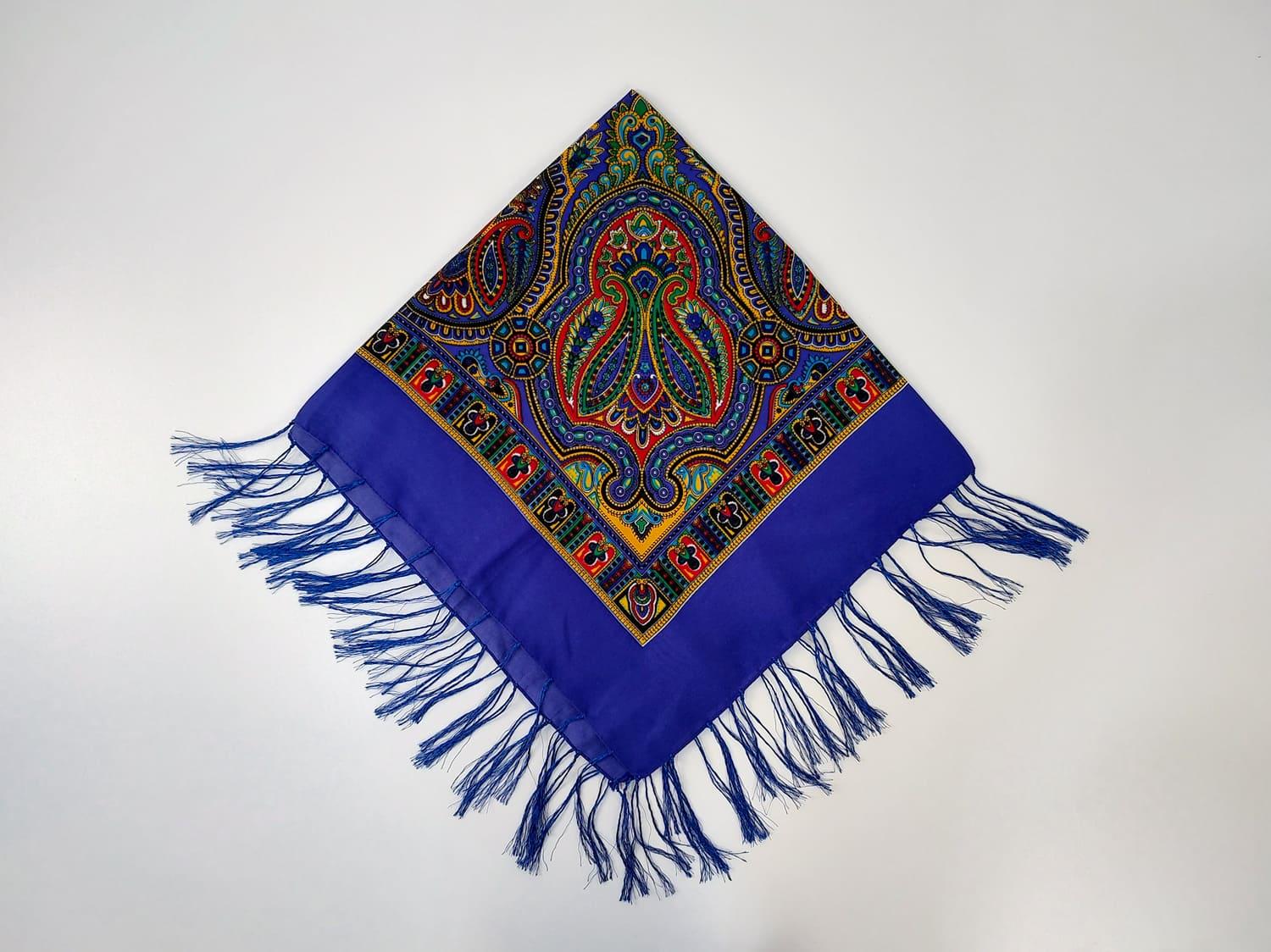 Платок с тороками 80x80 с м синий (30070654)