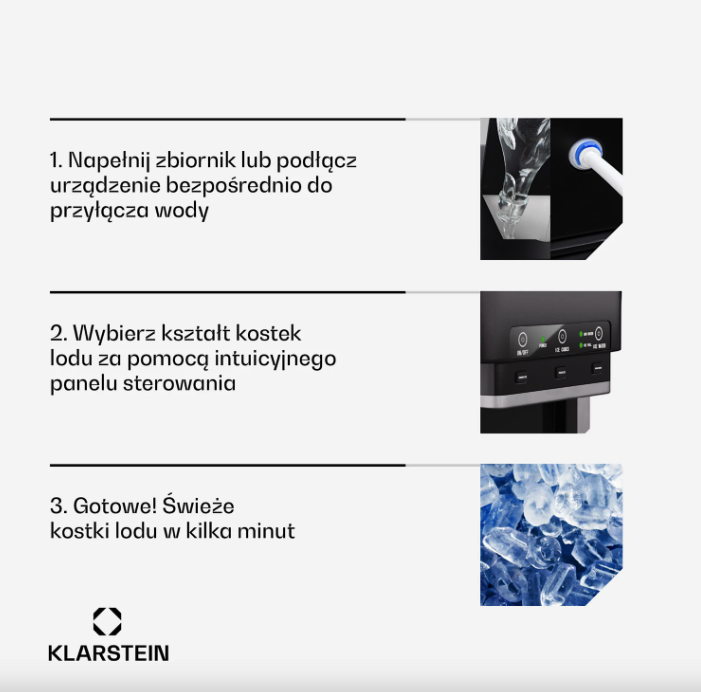 Льодогенератор KLARSTEIN ArcticBlend 3в1 до 12 кубиків за цикл/корпус із нержавіючої сталі (10046191) - фото 4 Льодогенератор KLARSTEIN ArcticBlend 3в1 до 12 кубиків за цикл/корпус із нержавіючої сталі (10046191) - фото 4