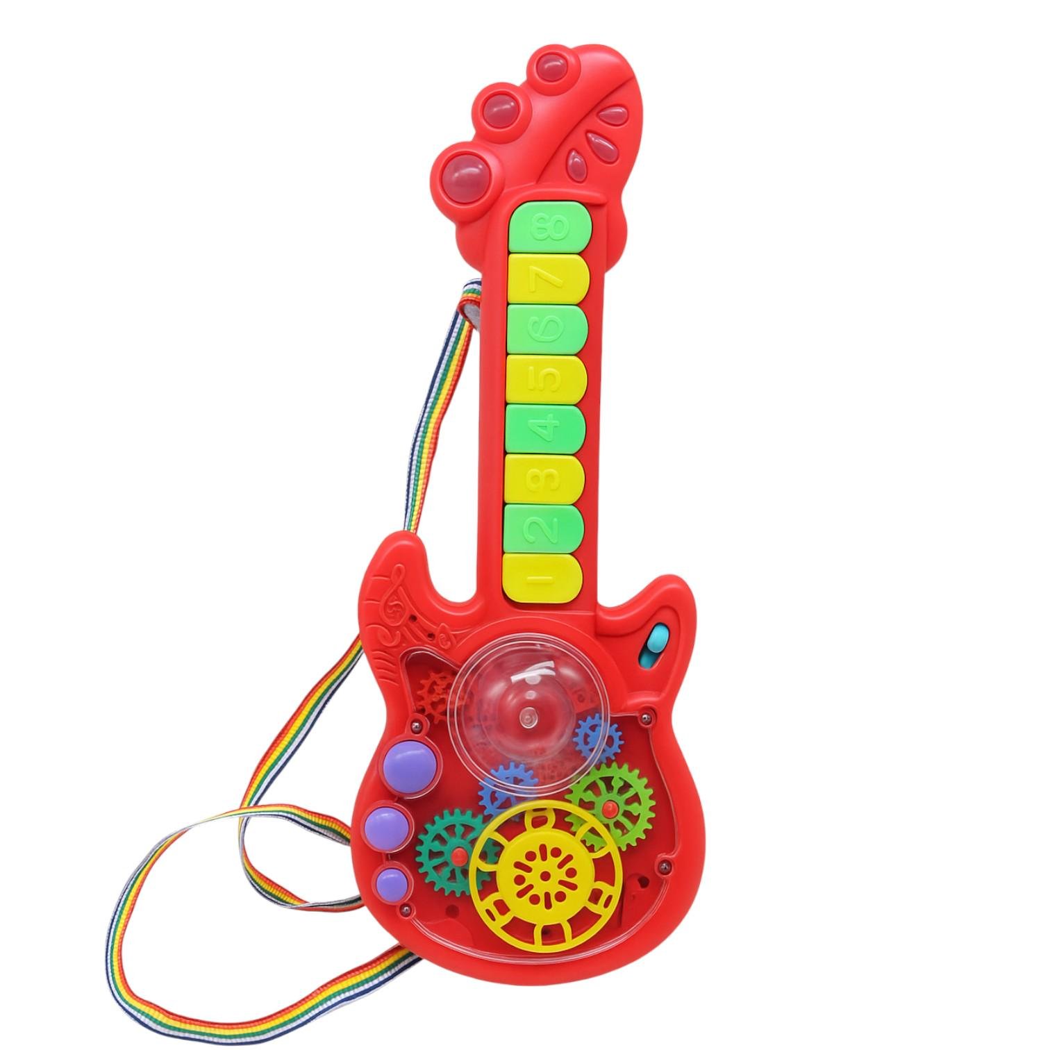 Дитяча музична гітара TK-14702 Малюк Музиченько зі світлом/звуком та шестернями Червоний (30104927) Дитяча музична гітара TK-14702 Малюк Музиченько зі світлом/звуком та шестернями Червоний (30104927)