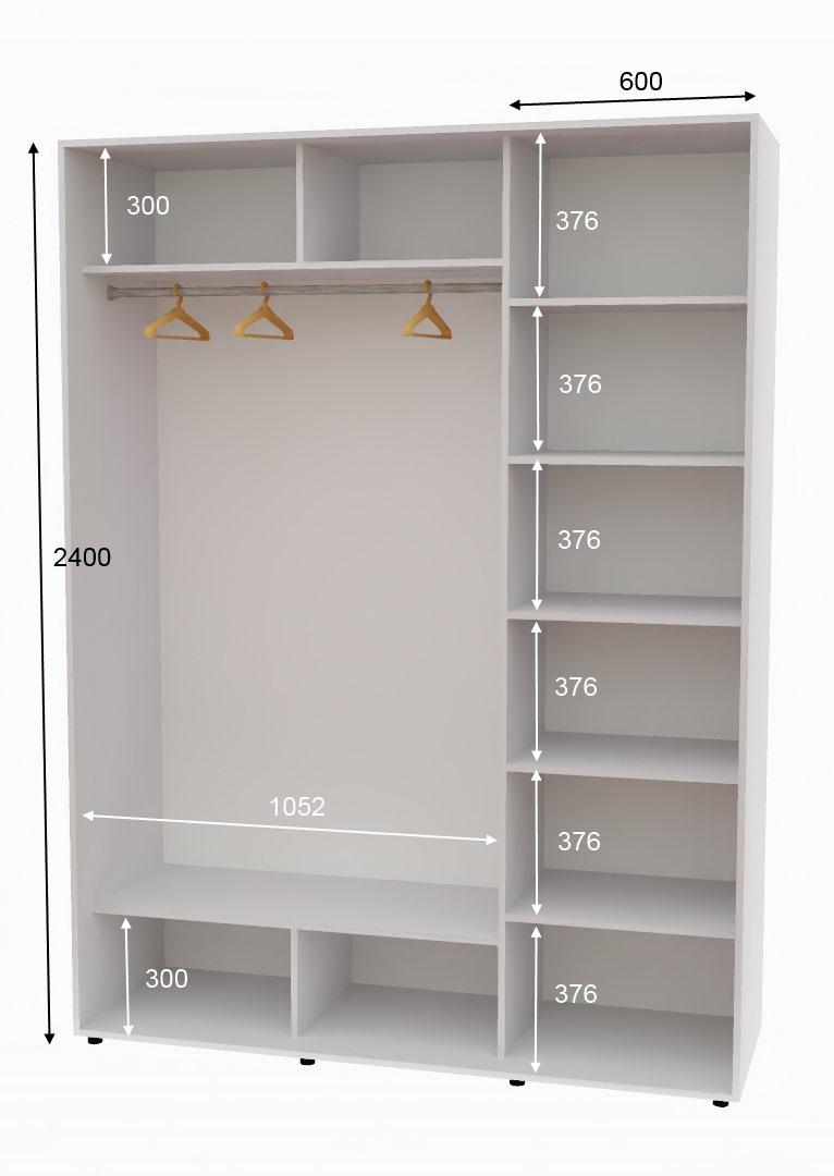 Шафа-купе дводверна Алекса ДСП 170х60х240 см Білий - фото 2 Шафа-купе дводверна Алекса ДСП 170х60х240 см Білий - фото 2