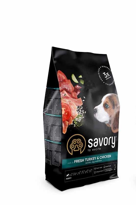 Сухий корм Savory Puppy rich in Fresh Turkey&Chicken для цуценят Індичка та курка 12 кг