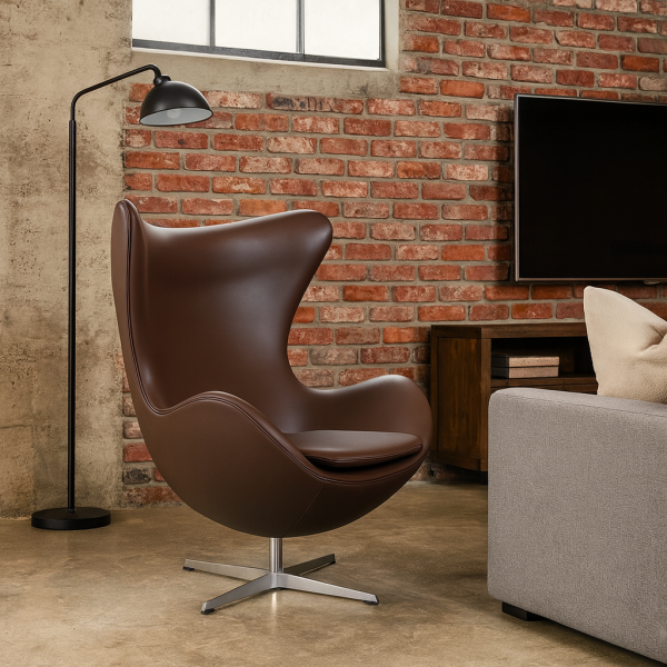Крісло дизайнерське Egg SDM екошкіра метал Коричневий (30583630)