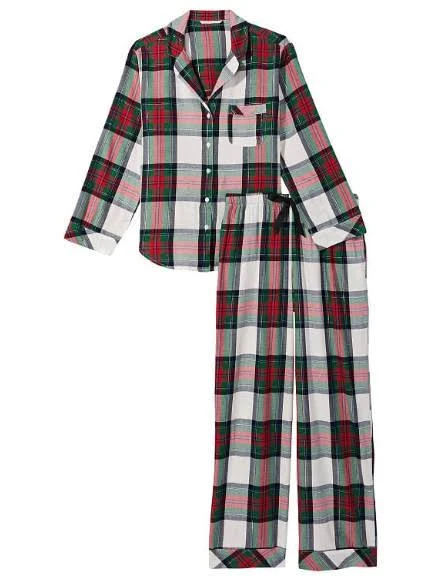 Піжама жіноча Victoria's Secret Flannel Long Pajama Set фланелева L Різнокольоровий у клітинку (23319608) - фото 3