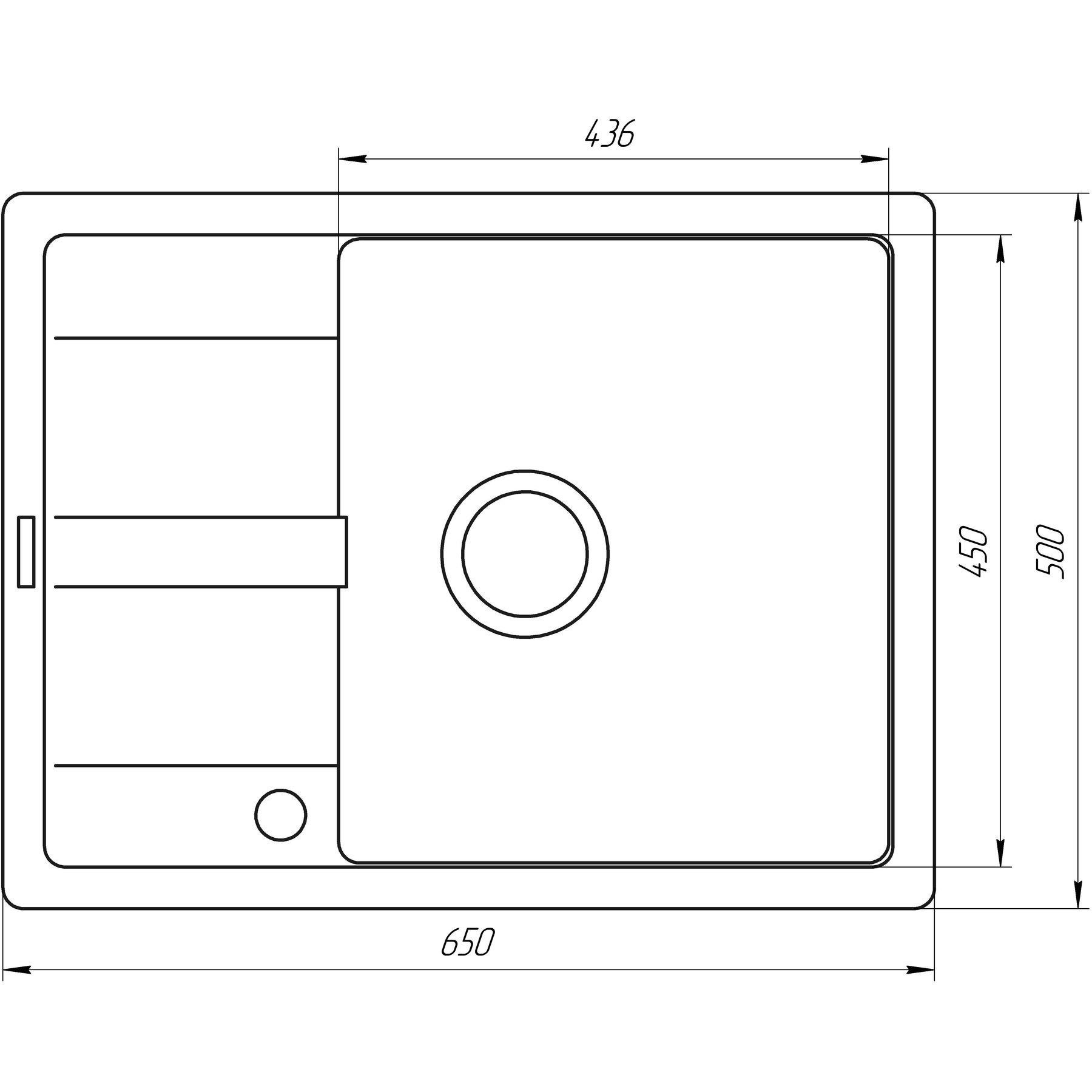 Мойка гранитная Globus Lux ONE 650х500 мм Графитовый (А0001) - фото 6