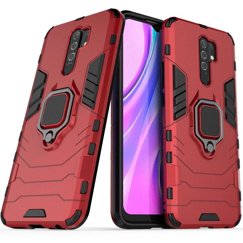 Ударопрочный чехол Transformer Ring for Magnet для Xiaomi Redmi 9 Красный/Dante Red - фото 2