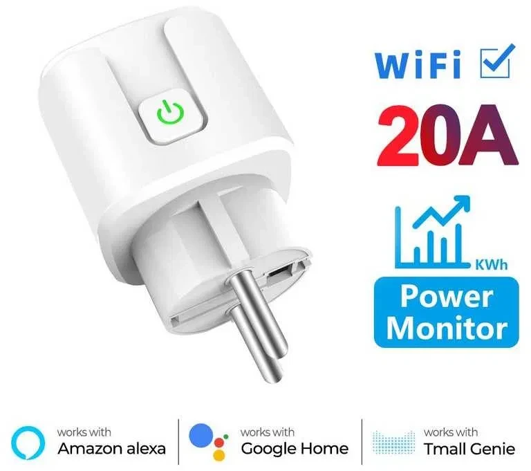 Розумна розетка Tuya Smart Life SMART SOCKET 20А лічильником електроенергії Білий (2730921184) - фото 3