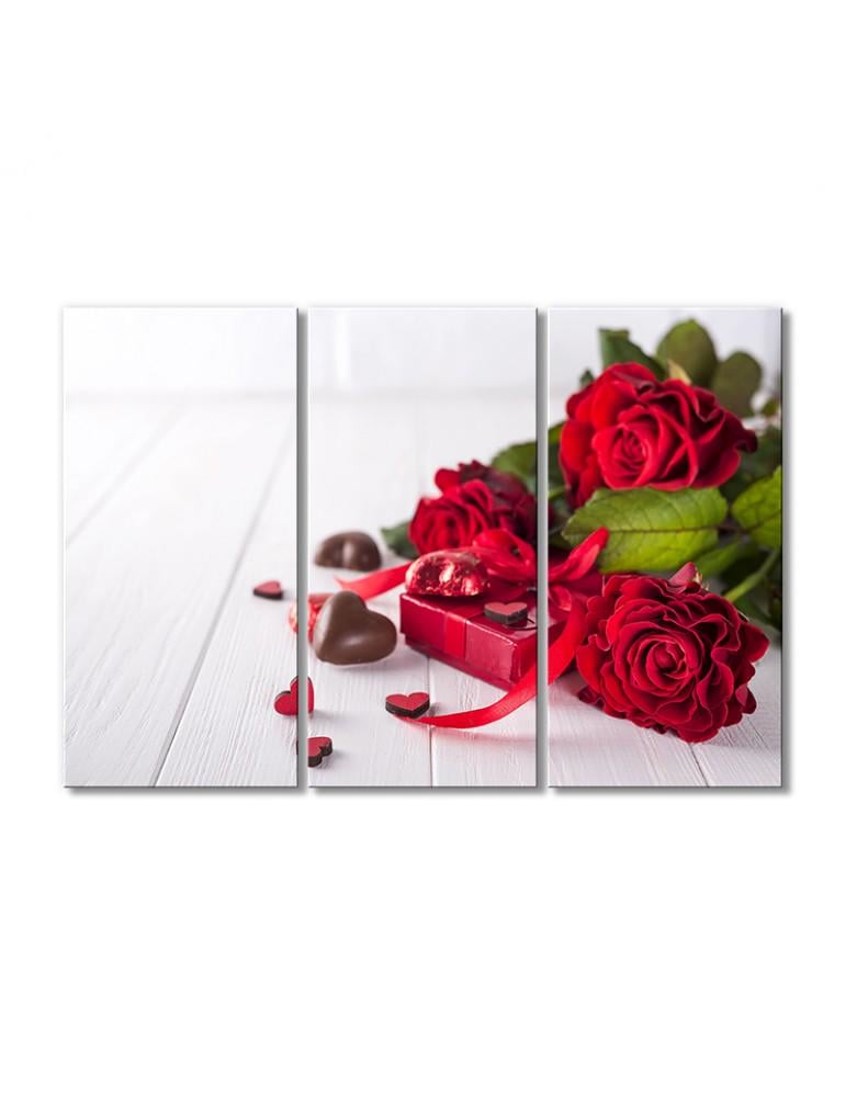 Картина модульная Розы и конфеты 3 модуля 90x135 см