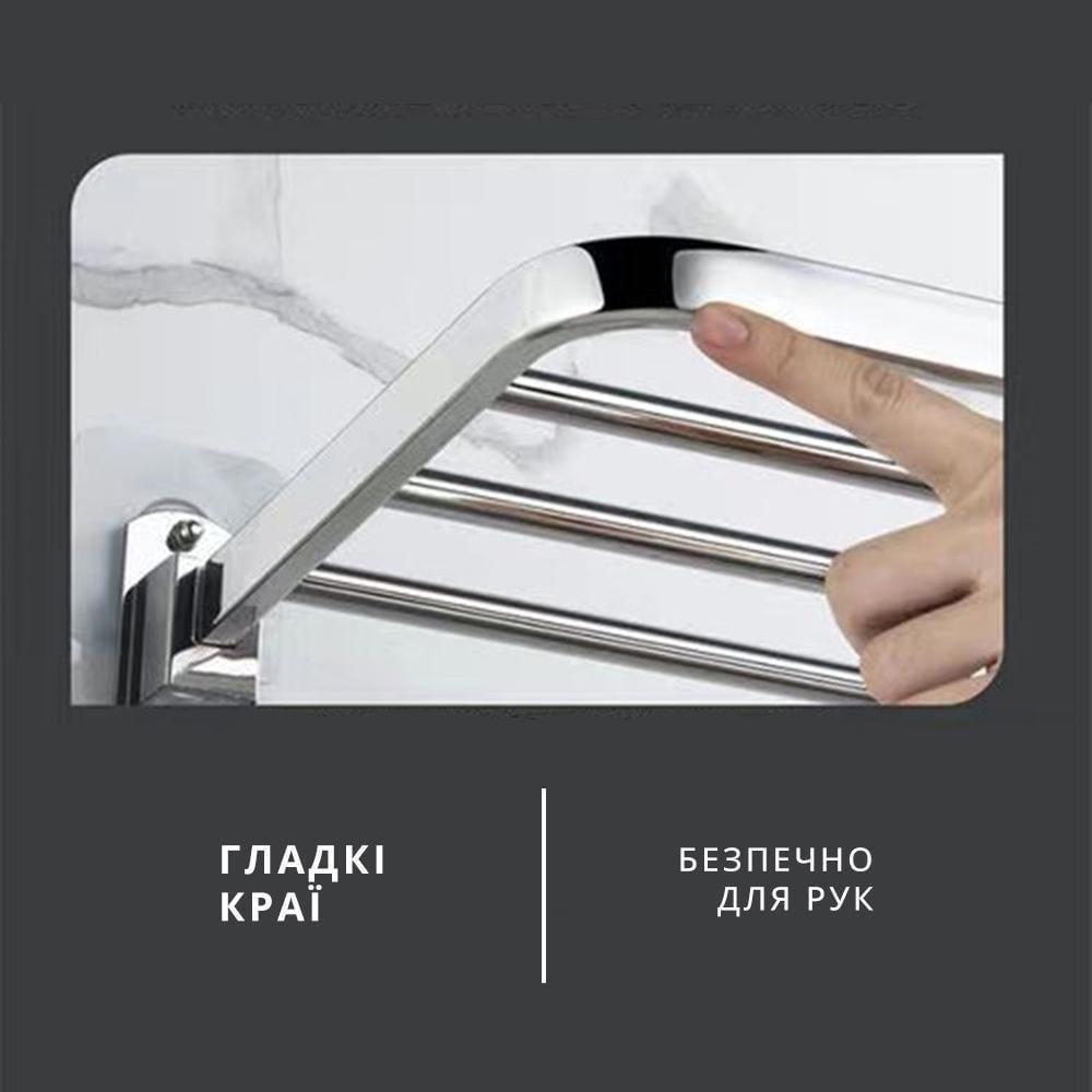 Полиця-вішалка настінна складана 40x24 см з гачками сталева (20003191) - фото 4 Полиця-вішалка настінна складана 40x24 см з гачками сталева (20003191) - фото 4