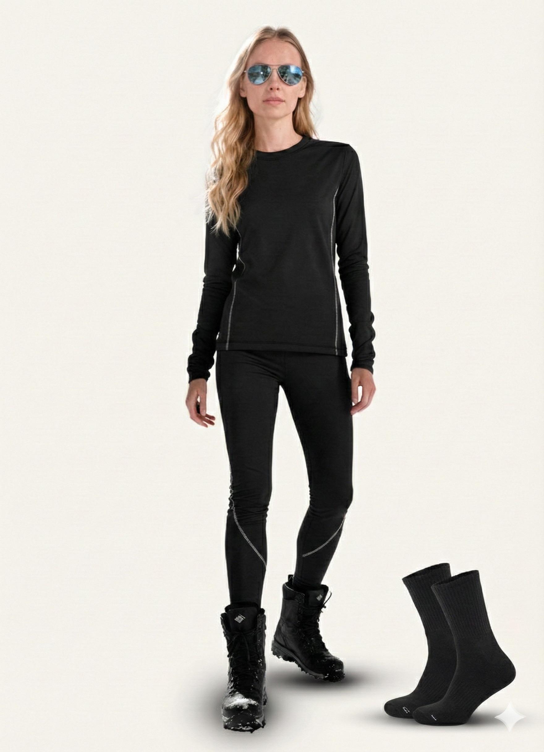 Комплект женского термобелья с термоносками 9184 DobraMama M Черный (69167)