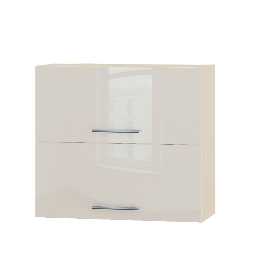 Шкаф верхний Эверест Акрил модуль Верх В14-800 80х30х72 см Бьянко глянец/Дуб Молочный (04482)