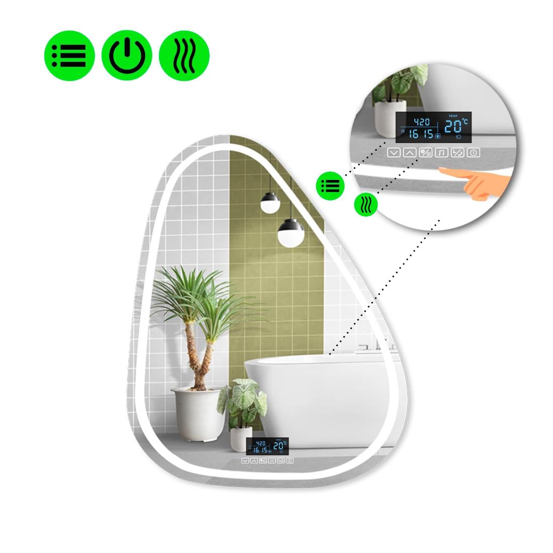 Зеркало с LED подсветкой Doccia 1 с Smart-блоком и подогревом 140x110 см (Doccia1-105)