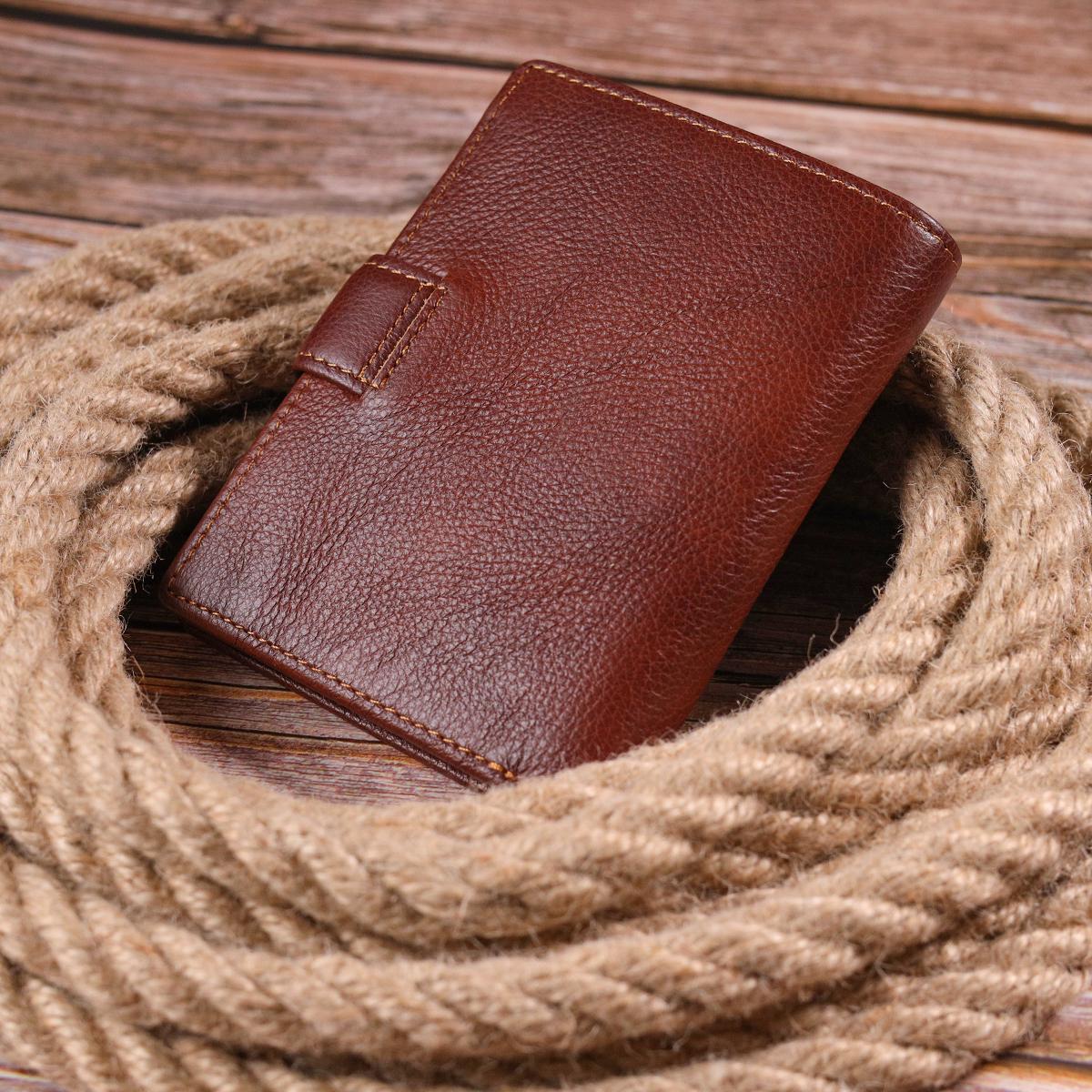 Портмоне вертикальное мужское Vintage Men Wallet 21399 из натуральной кожи Коричневый - фото 8