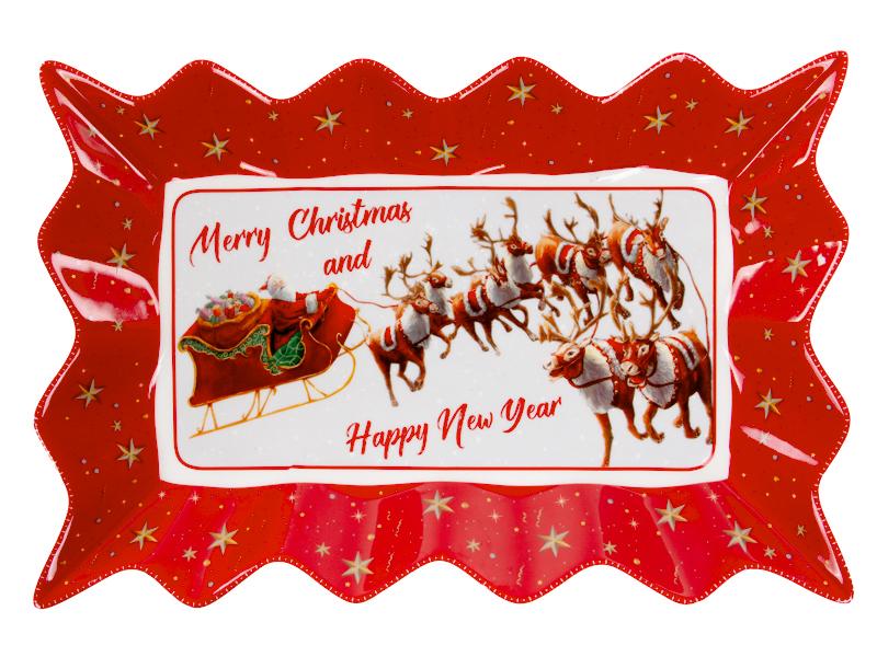 Блюдо новогоднее Christmas story фарфоровое прямоугольное 36 см (985-199)