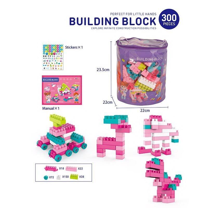 Конструктор Building Block наклейки в сумке 300 деталей Pink (148981) - фото 2