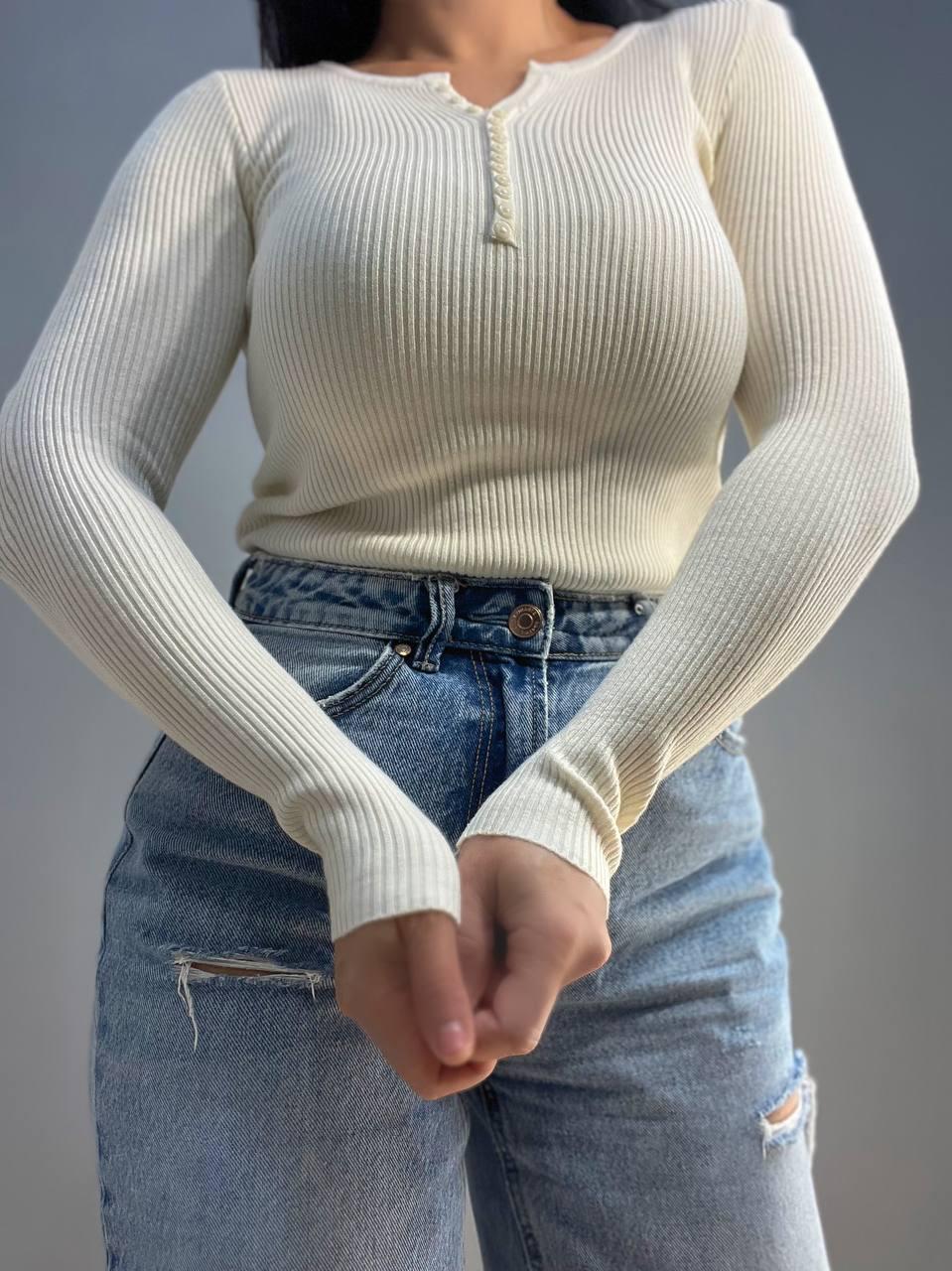 Гольф жіночий ACCORDDREAM 8248 лонгслів гудзики рубчик OS Молочний (1225) - фото 5 Гольф жіночий ACCORDDREAM 8248 лонгслів гудзики рубчик OS Молочний (1225) - фото 5