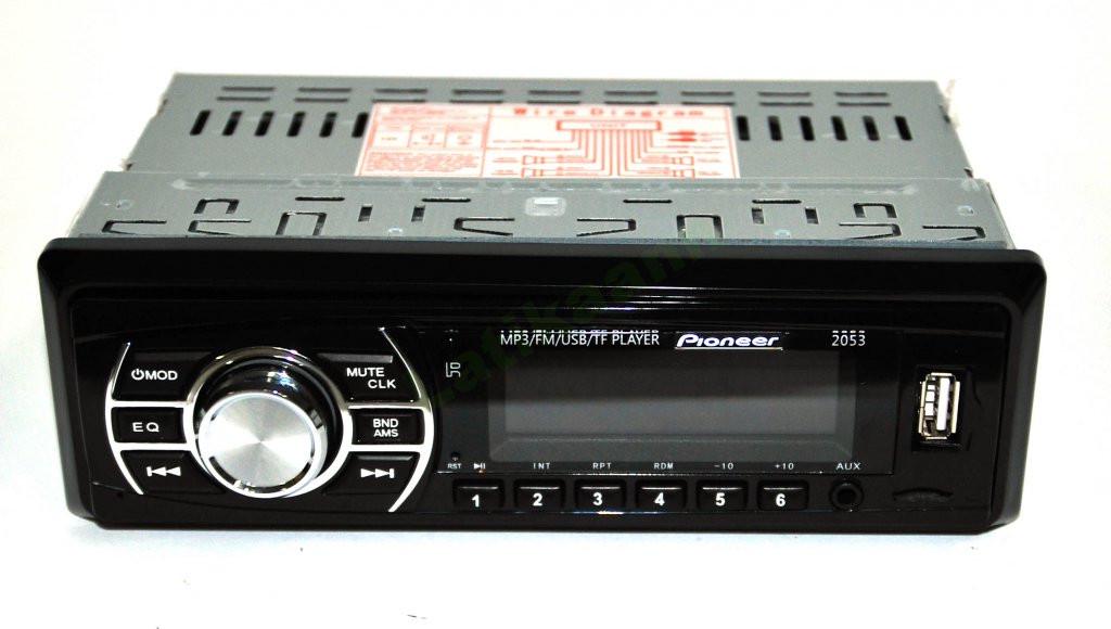 Автомагнитола Pioneer 2053 ISO USB/SD/FM/AUX с пультом ДУ 4x50 Вт