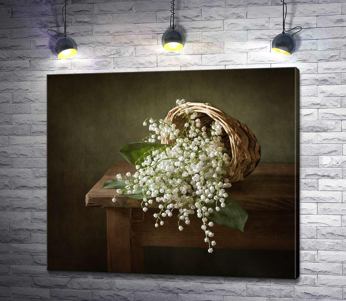 Картина ArtPoster Ажурный букет ландышей в маленькой корзине 100x86 см Модуль №1 (003103)