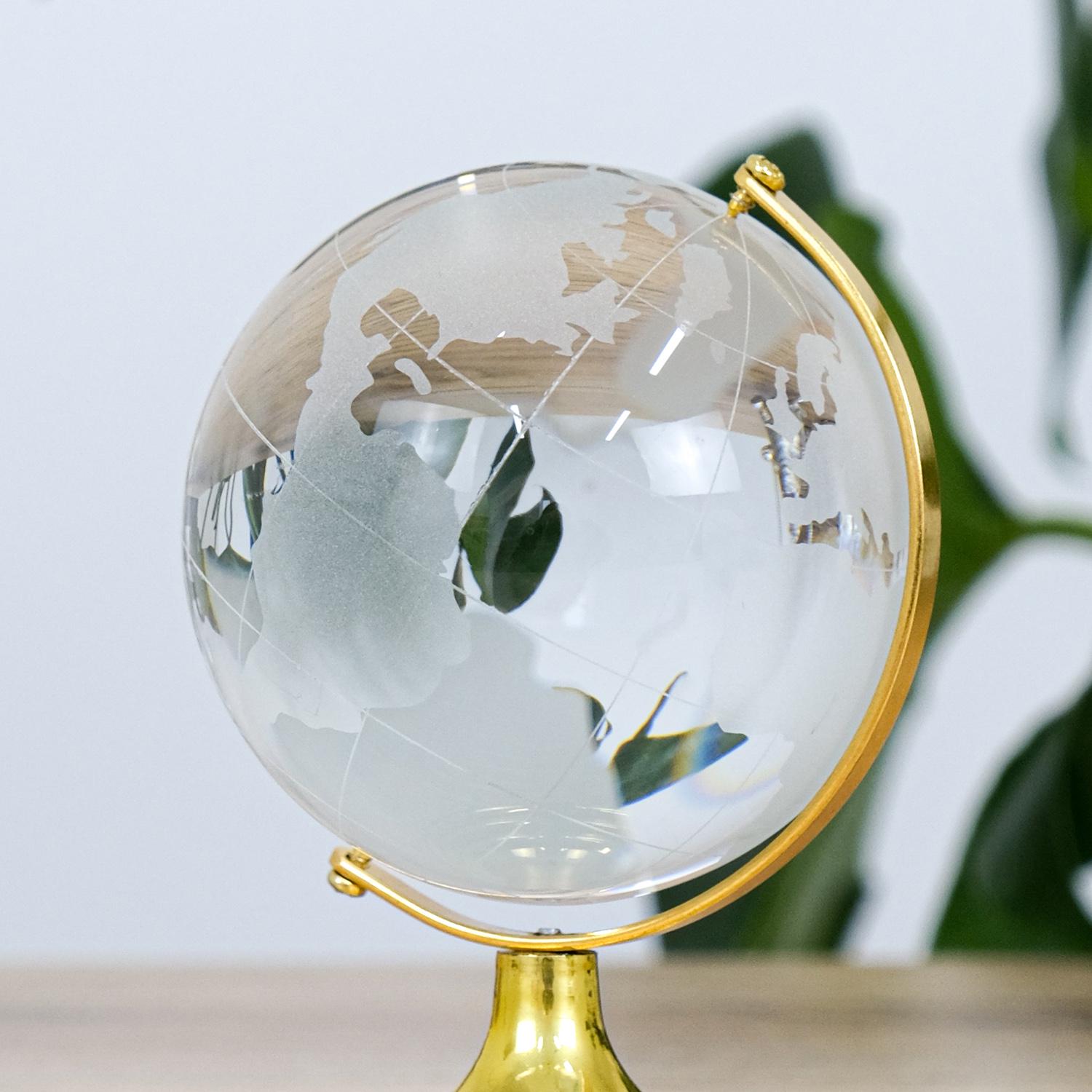 Декоративный глобус из хрусталя на металлической подставке 13,5х8,5 см Золотой (MH-SJ046-1-8D) - фото 3 Декоративный глобус из хрусталя на металлической подставке 13,5х8,5 см Золотой (MH-SJ046-1-8D) - фото 3