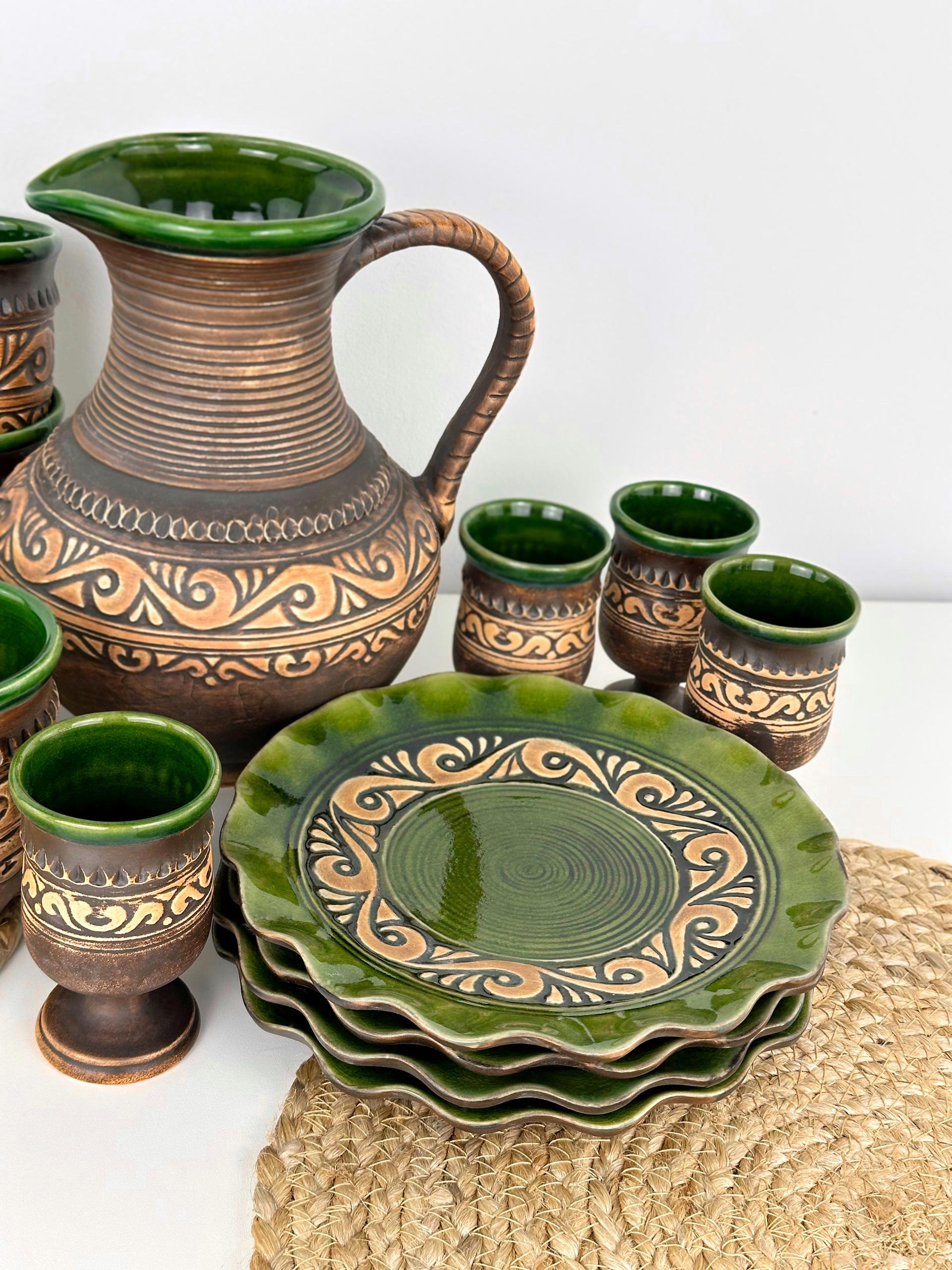 Набор глиняной посуды для сервировки стола на 4 человека Гражда Коричневый (17019-5) - фото 6 Набор глиняной посуды для сервировки стола на 4 человека Гражда Коричневый (17019-5) - фото 6