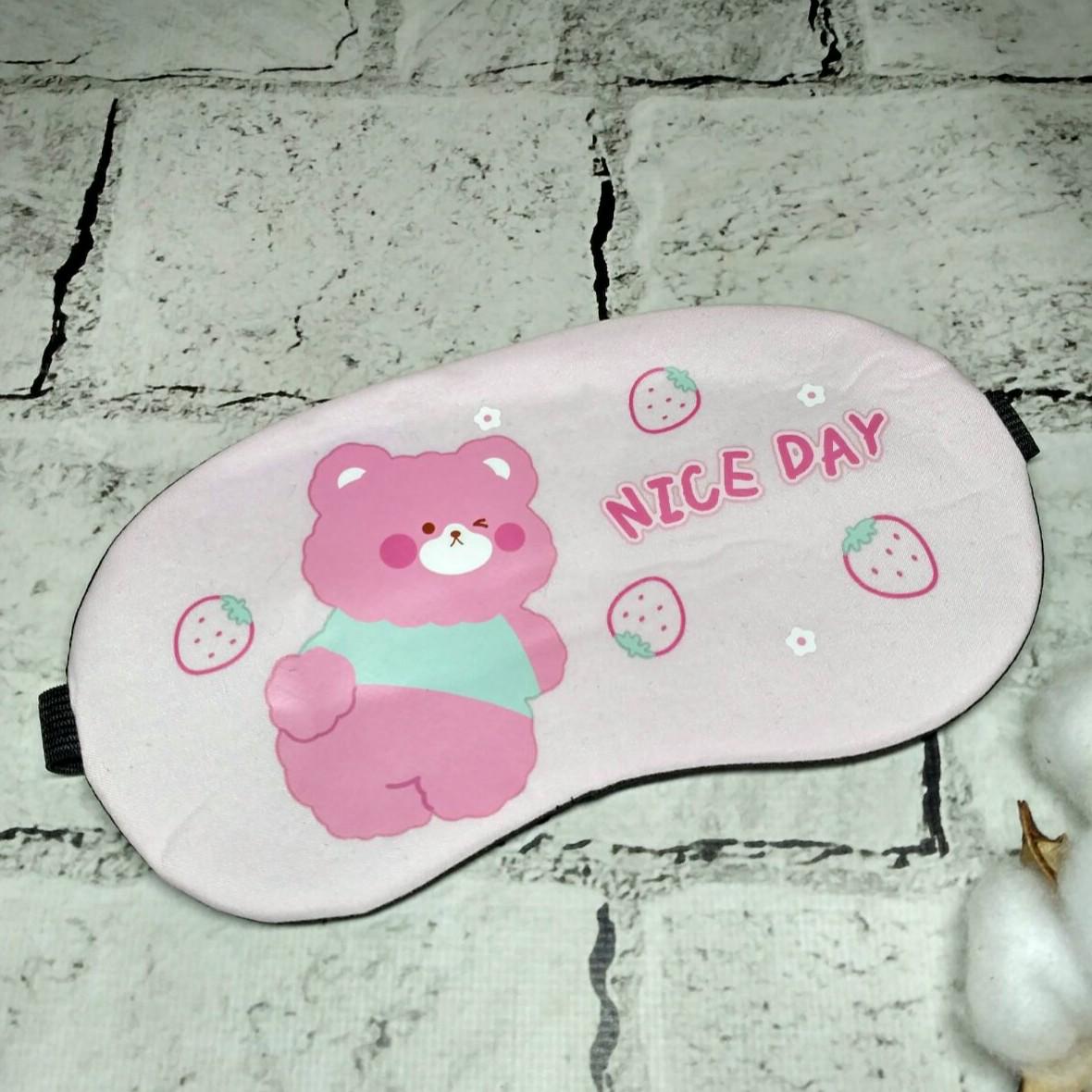 Маска для сну Ведмедик 19х9 см Рожевий (20247-4) - фото 1