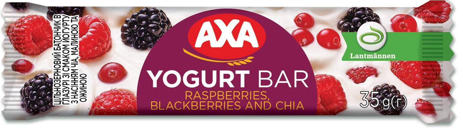 Батончик АХА в глазурі зі смаком йогурту з насінням чіа/малиною/ожиною 35 г