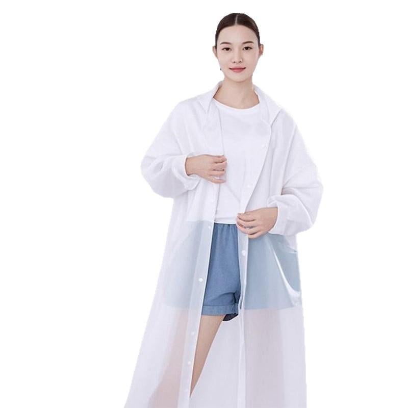 Дождевик многоразовый с капюшоном на кнопках унисекс EVA 154х70 см Белый (29686)