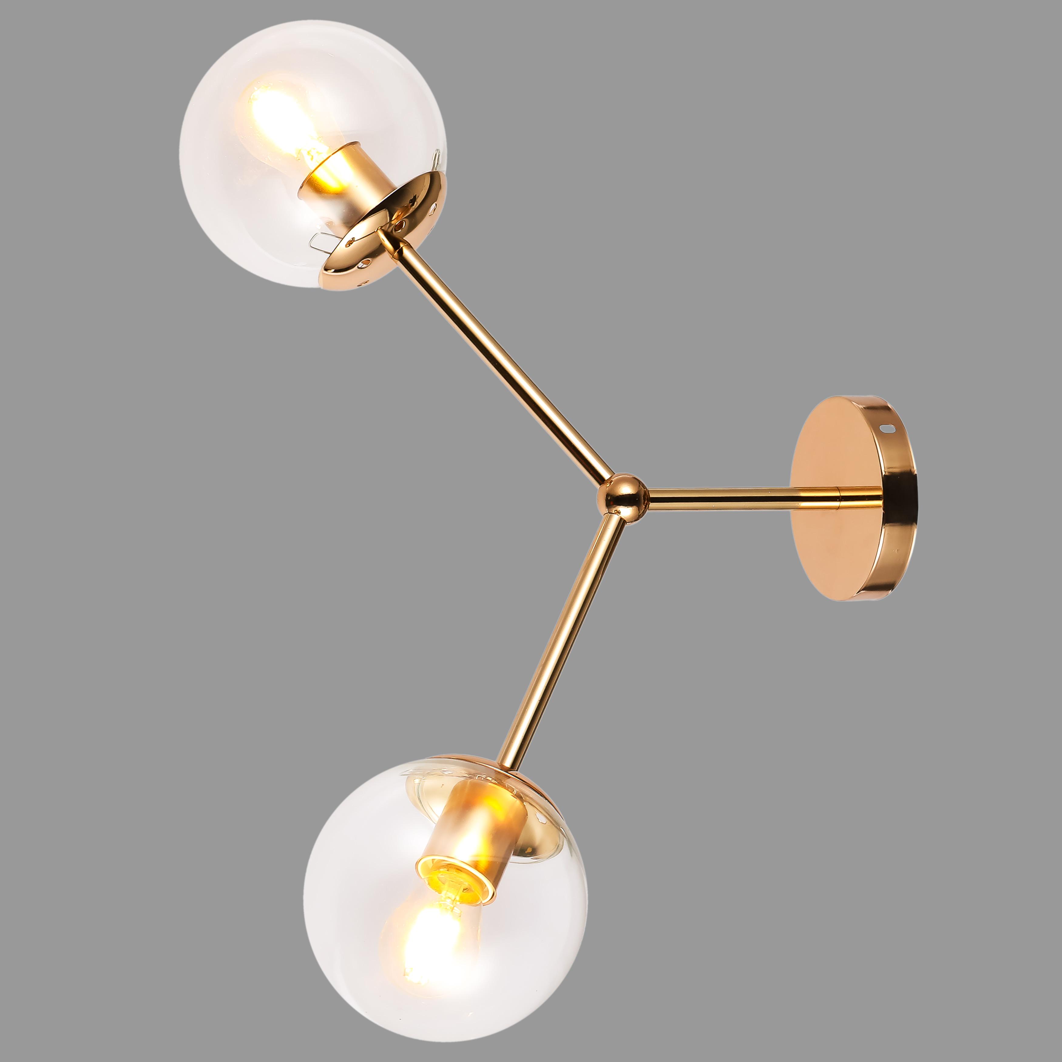 Светильник/бра настенный с двумя плафонами (52-W9811-2 GD+CL)