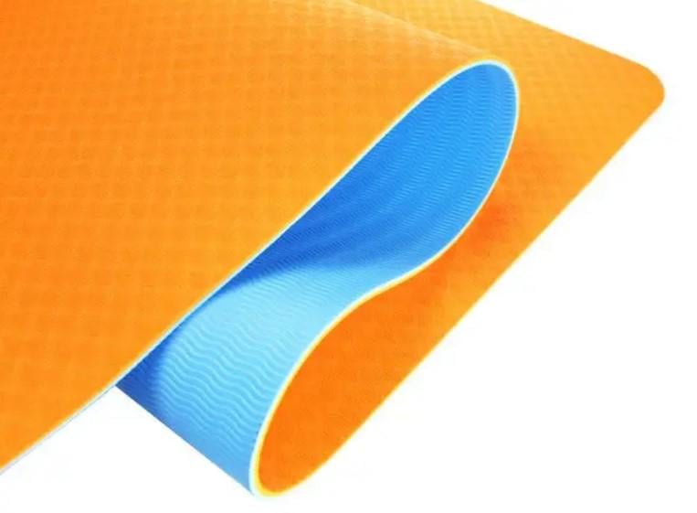 Килимок для йоги та фітнесу U-POWEX TPE Yoga mat 183х61х0,6 см Orange/Blue (UP_1000_TPE_Or/Blue) - фото 4