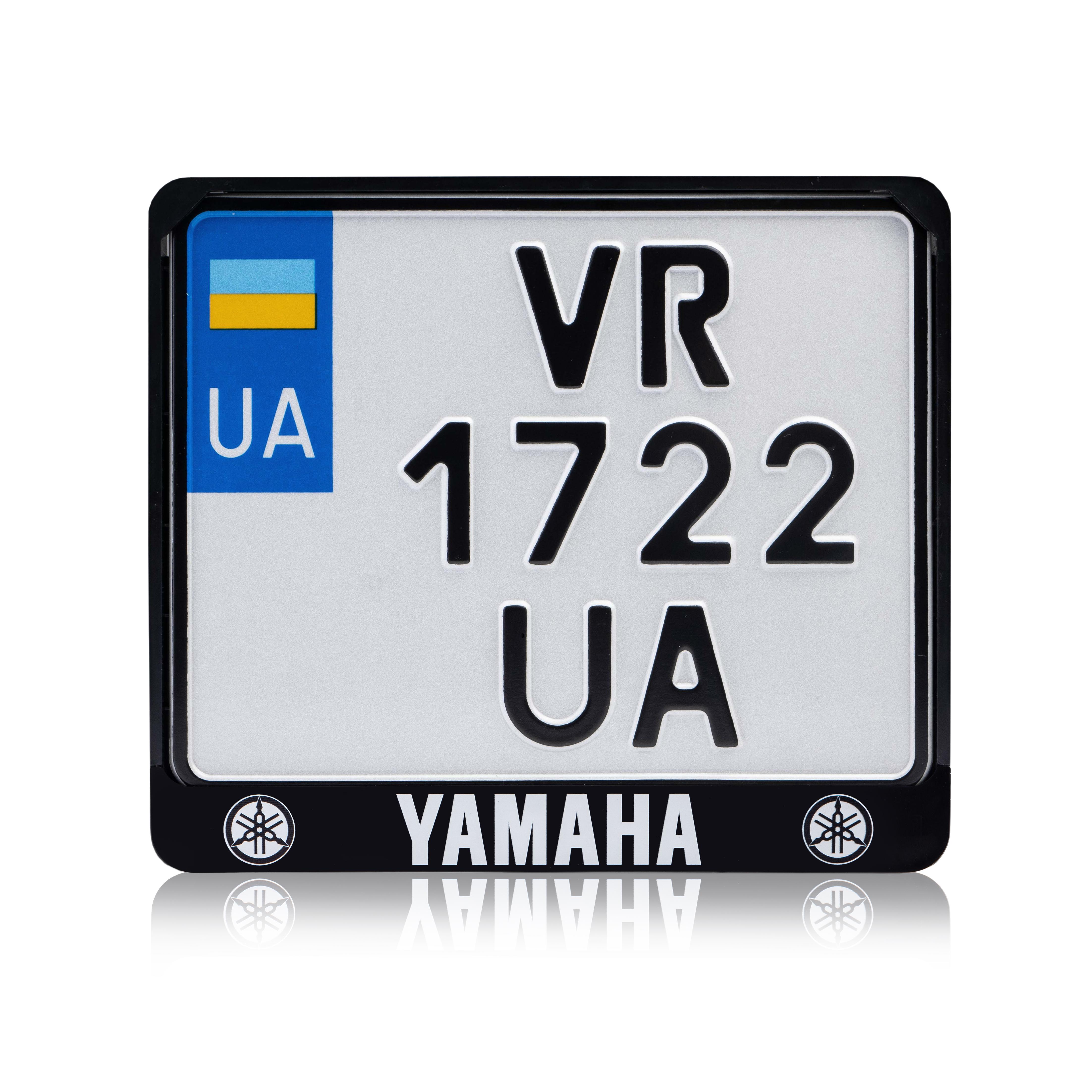 Рамка для мотоциклетного номера Yamaha 174х220 мм Чорний/Білий (VH-ABS1722YM1WL)