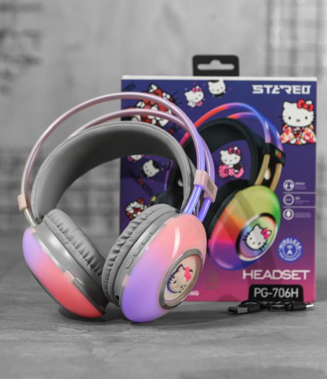 Наушники накладные PG-706H с LED беспроводные