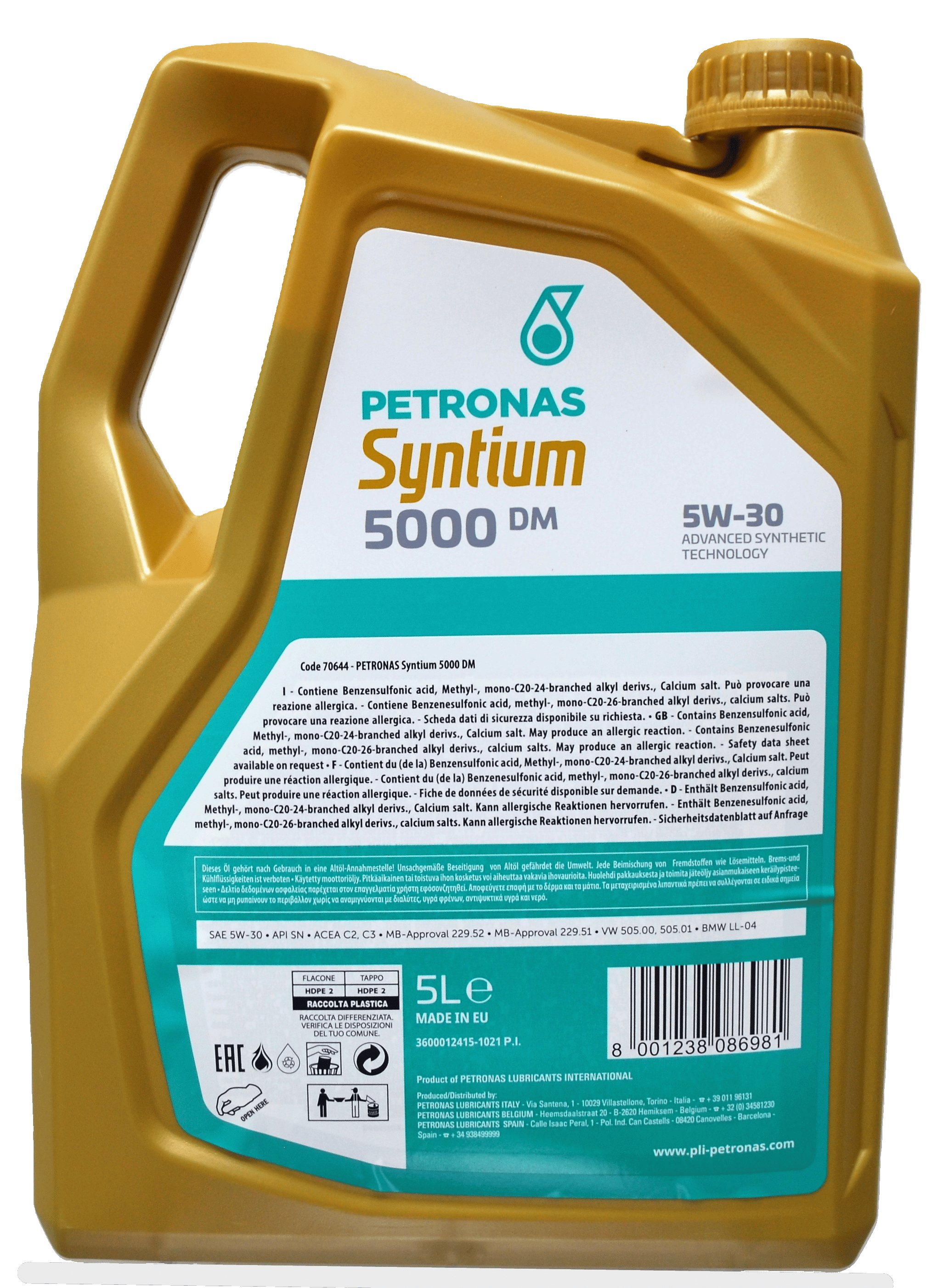 Моторна олива PETRONAS LUBRICANTS Syntium 5000 DM 5W-30 5 л (2443754069) - фото 3 Моторна олива PETRONAS LUBRICANTS Syntium 5000 DM 5W-30 5 л (2443754069) - фото 3