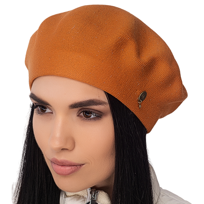 Берет женский Leks Сказка двойной с люрексом Горчичный (129425)